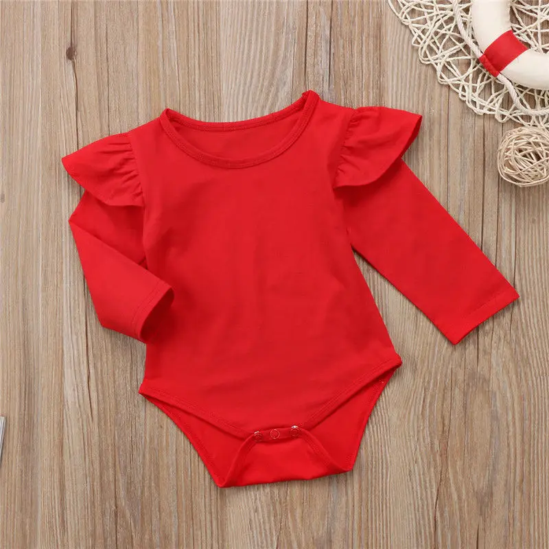 2018 Latest Children's Wear Newborn Toddler Infant Kid Baby Girl Ruffled Bodysuit Jumpsuit Outfits Playsuit Casual Solid Clothes | Детская