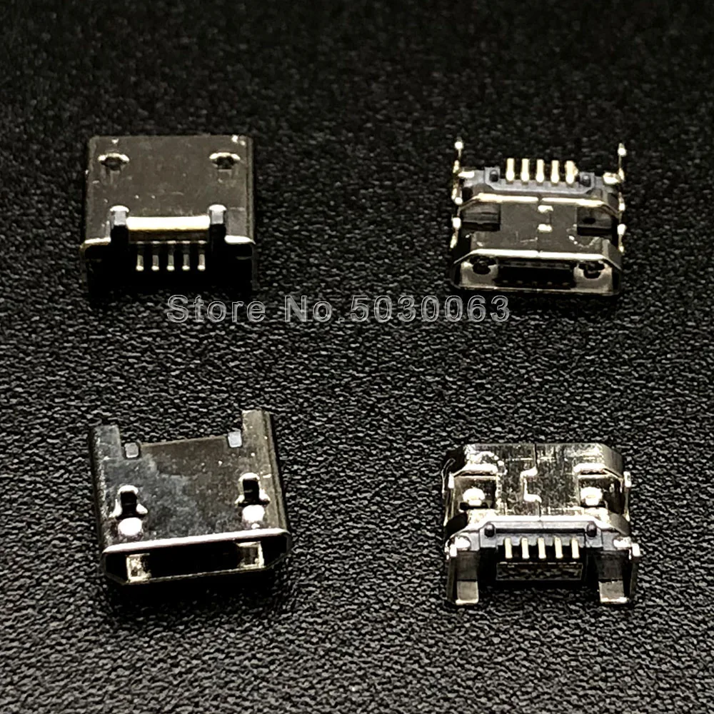 50 шт./лот 4 контактный разъем Micro USB 5pin плоский без свернутого края|Соединители| |