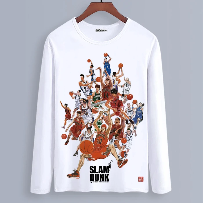 Весенне осенняя футболка с длинными рукавами в стиле аниме одежда принтом SLAM DUNK