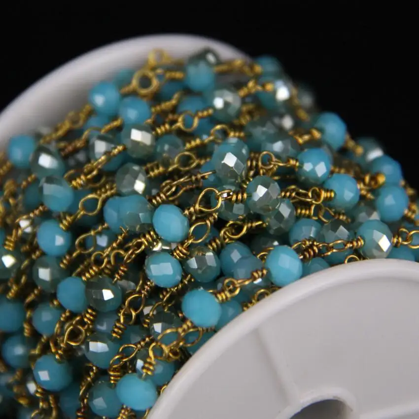 Серебряное серое титановое покрытие светло-голубое стекло граненый Rondelle