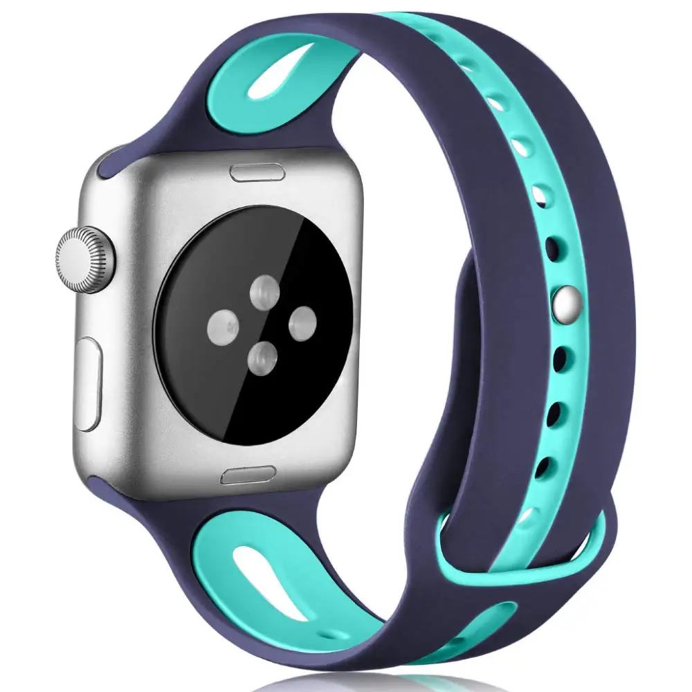 Силиконовый ремешок для apple watch band 44 мм 40 мм наручных часов iWatch, ремешок 38 мм 42 мм дышащий спортивный ремешок Браслет apple watch 5 4 3 2 1
