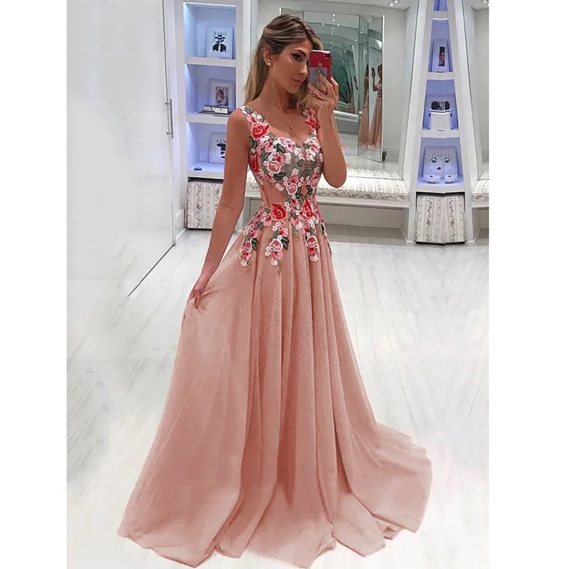 Длинное платье с винтажным принтом без рукавов длина до пола для пляжа вечеринки