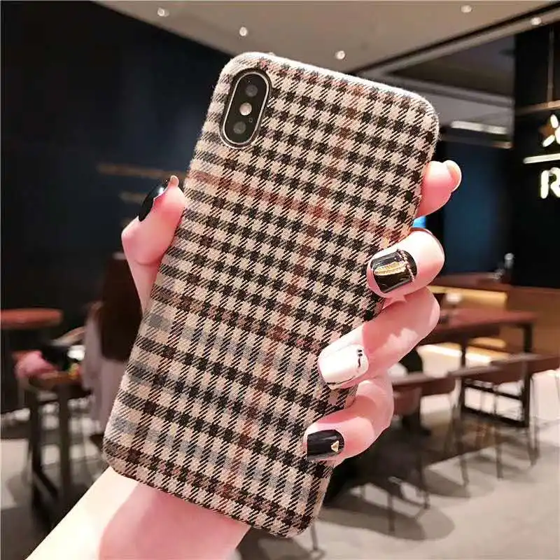 Классический Клетчатый чехол в английском ретро стиле для iPhone 8 6plus 8Plus X мягкий