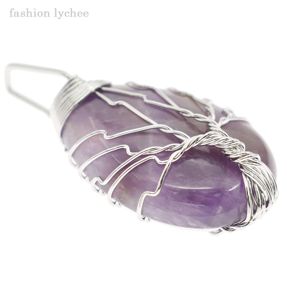 Модный подвеска дерево жизни из натурального камня личи для женщин, ювелирные изделия для создания украшений DIY, аксессуары-шармы.