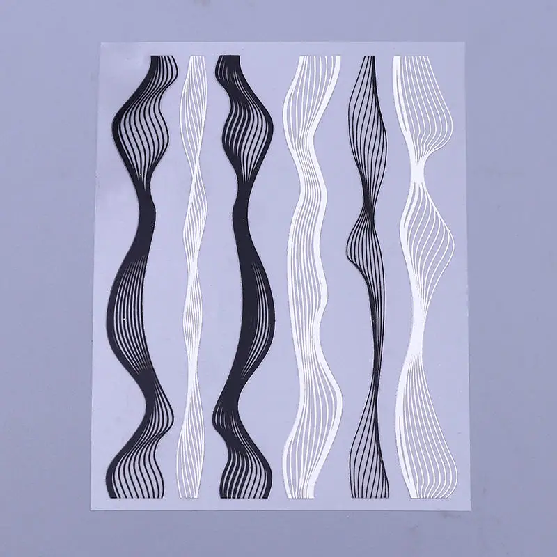 Pattern 8 1 sheet Striped Lines 3D Nail Sticker Gradient Adhesive Decal Star Moon Pattern Sliders Nail Accessories for Nail Art Decor - Цвет: Pattern 8