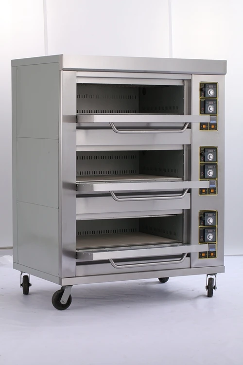 Коммерческий 3 палубы 9 кастрюль для пиццы торта хлеба газовой печи выпечки