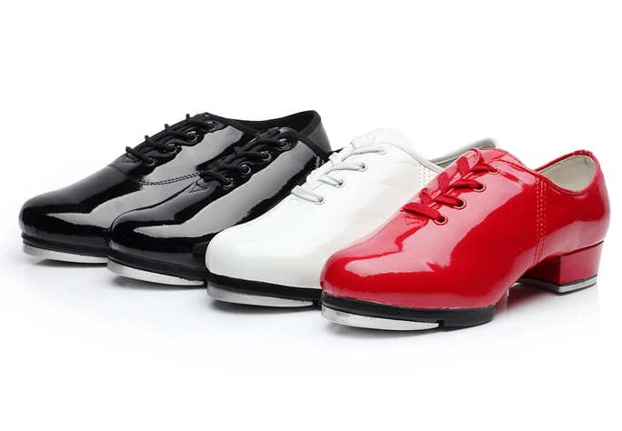 brand new hot sale patent leather clogging tap shoes for men and women lace up size eu34 eu45 jazz clogging shoe free global shipping