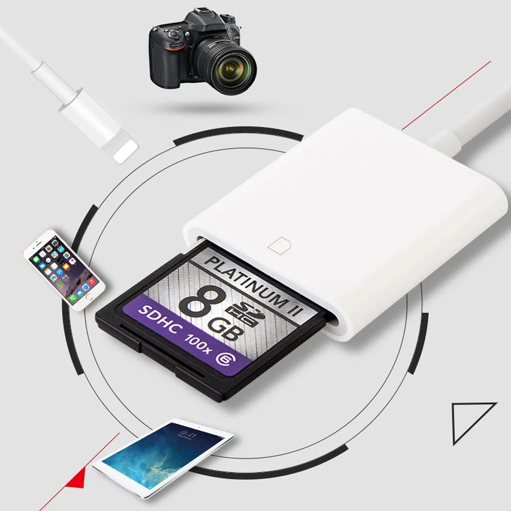 Eaget SD Card Reader Lightning/SD Smart Камера картридер высокоскоростной адаптер Lightning для iPhone