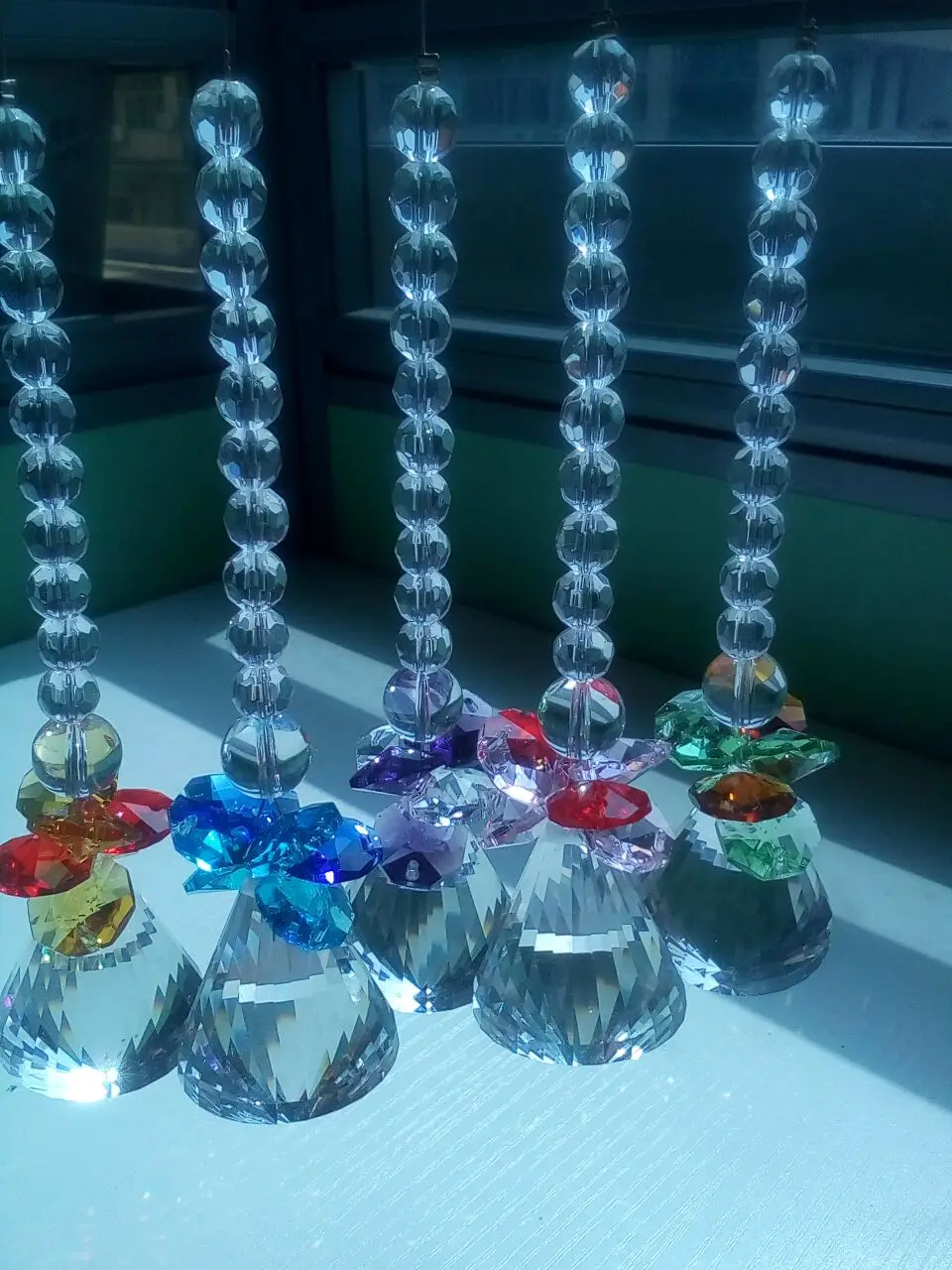 Aqua 150 мм Хрустальные стеклянные Угловые Висячие Подвески Suncatcher люстра алмазный шар с восьмиугольными бусинами для украшения дома