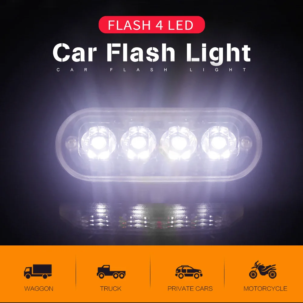 Водонепроницаемый 4LED 12W фары для автомобилей Грузовик Мотоцикл вспышки света