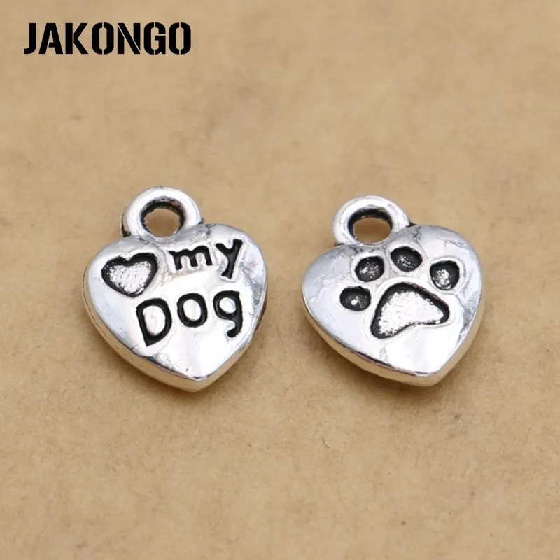 Посеребренные подвески в античном стиле I love my dog для браслетов ожерелий
