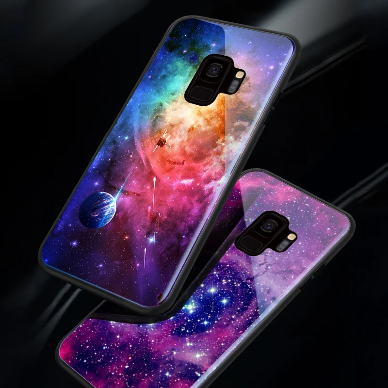 Чехлы из закаленного стекла для телефонов Samsung Galaxy S8 S9 роскошный чехол с крутой