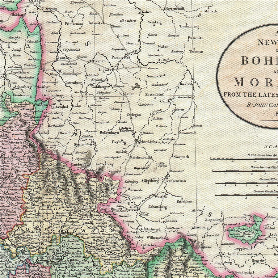 1801 Cary карта Богемия и моравиа Геометрическая живопись холст печать постер