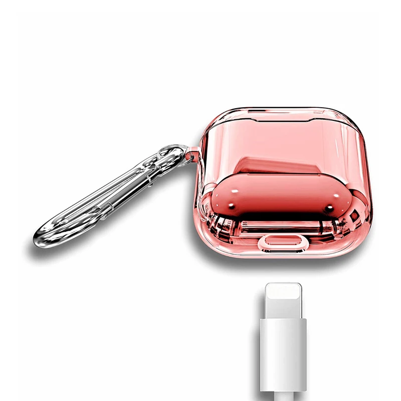 Покрытие TPU наушники чехол для Airpods всего тела и гальваническим покрытием, яркие мягкие наушники чехол для Airpods с защитой от повреждений и кольцом-держатель с защитой от потери