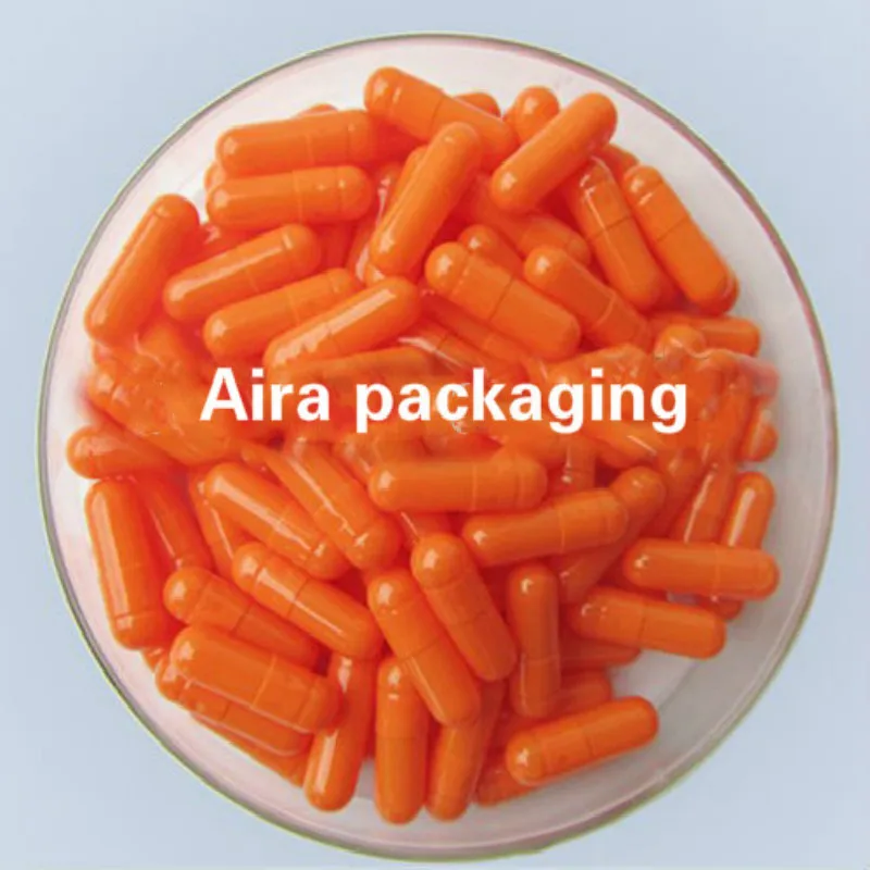 

1000pcs/lot Gelatin Medical Capsule Shells Orange Color Empty Powder Capsule Shells Packing Bottle Size 0#