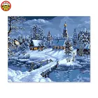 Картина для рисования по номерам, картина для рисования на картина по цифрам, снежный пейзаж 