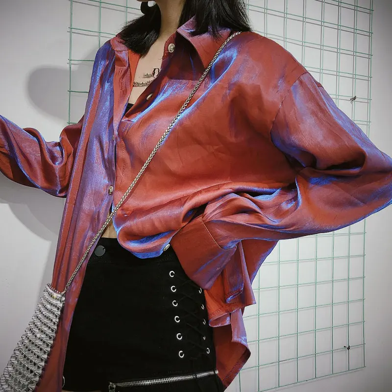 XITAO женская блузка размера плюс модная новинка отложной воротник однобортная