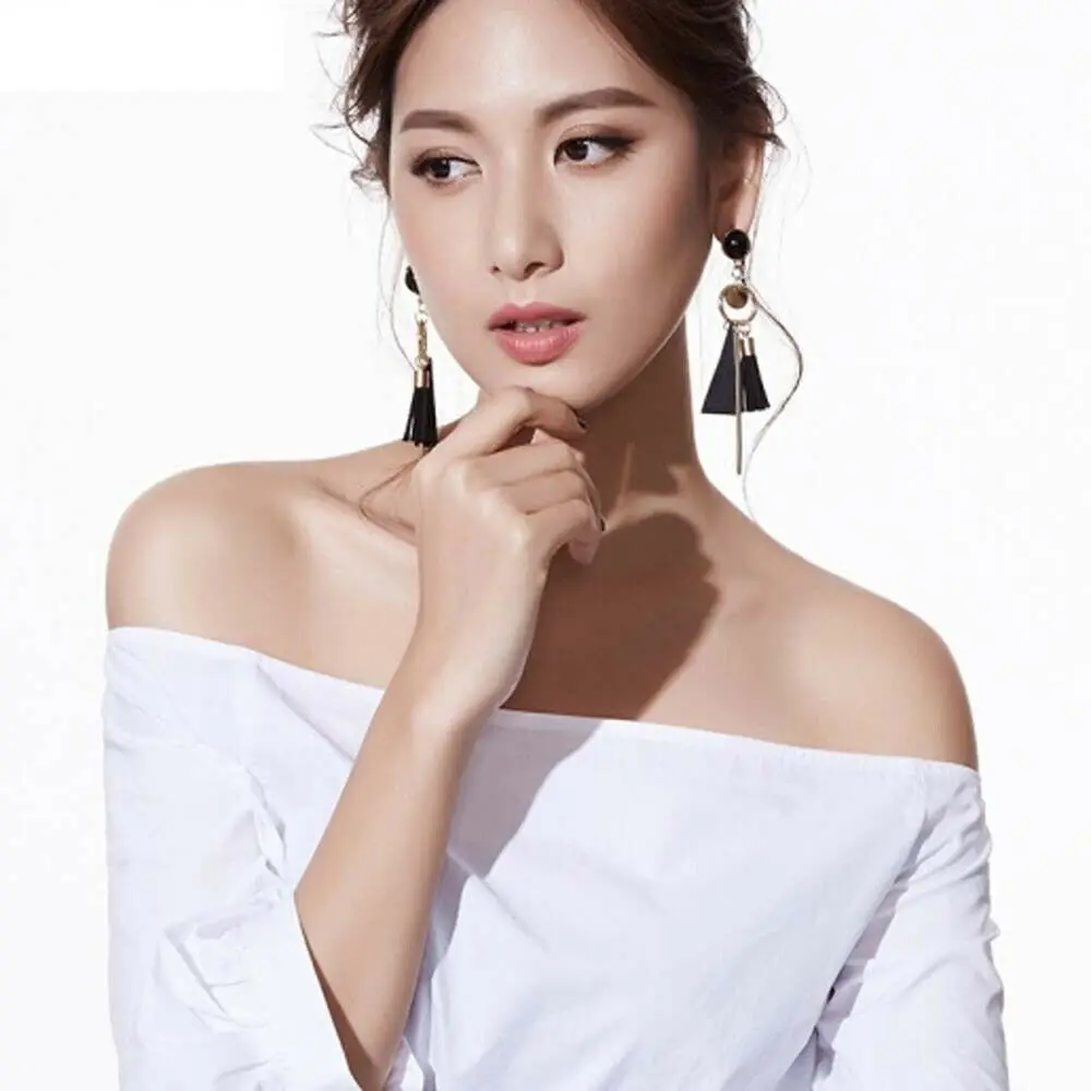 Женские длинные шелковистые серьги с бахромой Boho Этнические большие висячие