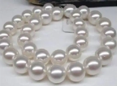 

Huge 18"12-14mm natural south sea white Perfect round pearl necklace AAA
