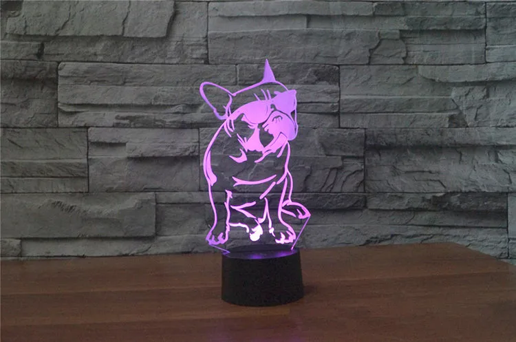 3D лампа ночник семь цветов Животные Многоцветный RGB лампа Рождественский Декор Детские Подарочные игрушки сенсорный пульт дистанционного управления настольная лампа - Испускаемый цвет: dog