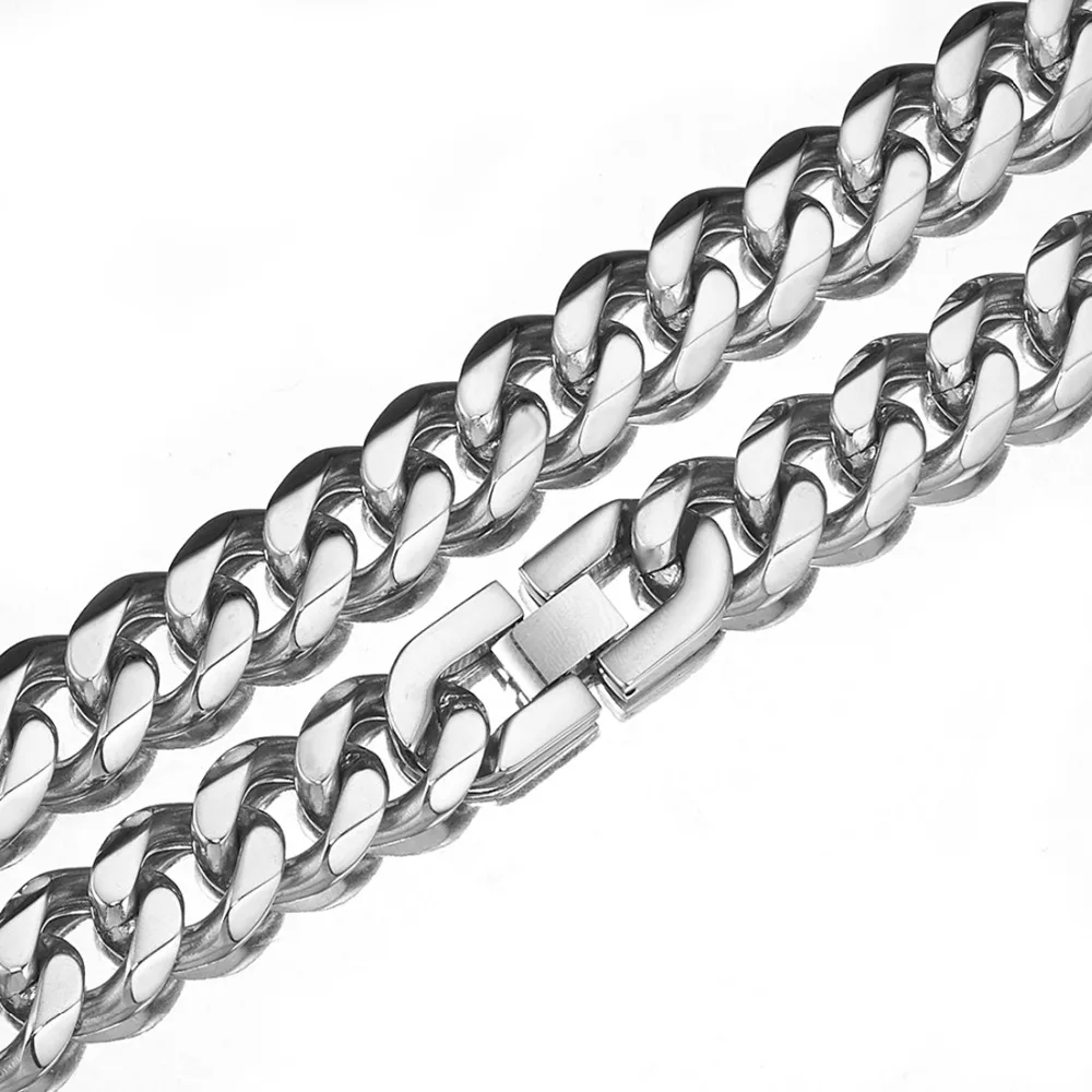 Цепочка мужская из нержавеющей стали колье серебряного цвета или браслет 15 мм