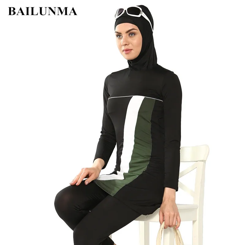 Модный мусульманский женский купальник полный костюм для плавания скромный