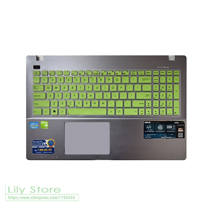 green 15 дюймов Силиконовая клавиатура для ноутбука Защитная пленка для Asus X556U A55X A56C A73 A550X A550C A550JK A550LA550DP A555LD Y581 Y582 - Цвет: green