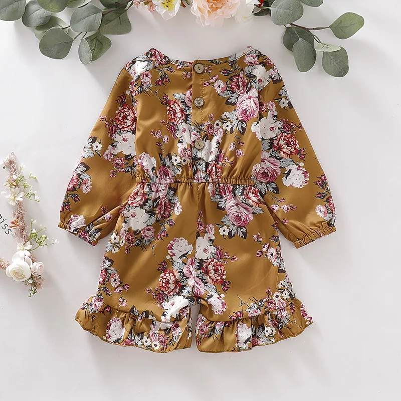 Комбинезон с цветочным рисунком; одежда для маленьких девочек; roupa infantil; для детей 1-4 лет