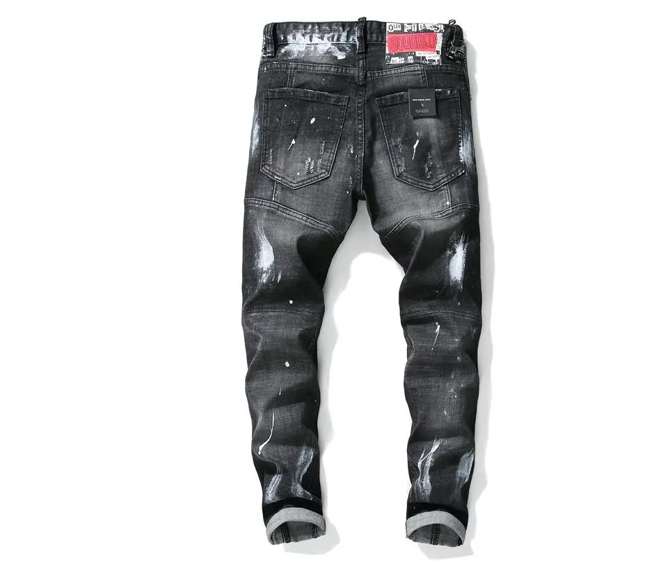 Дешевые джинсы Мужские осенне-зимние байкерские мужские брюки Модные с
