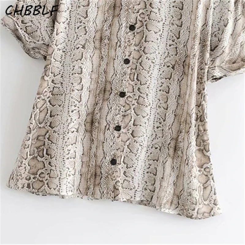 CHBBLF women oversized snake print shirt dress animal pattern three quarter sleeve casual loose blouse YUP8252 |