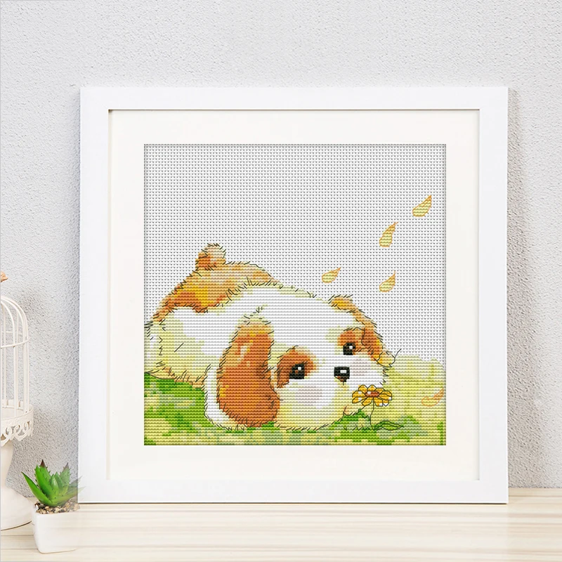 Романтическая история наборы для вышивки крестиком начинающих вышивка щенком