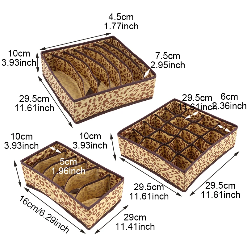3 шт. Леопардовый ящик для хранения дома складной органайзер коробки носков