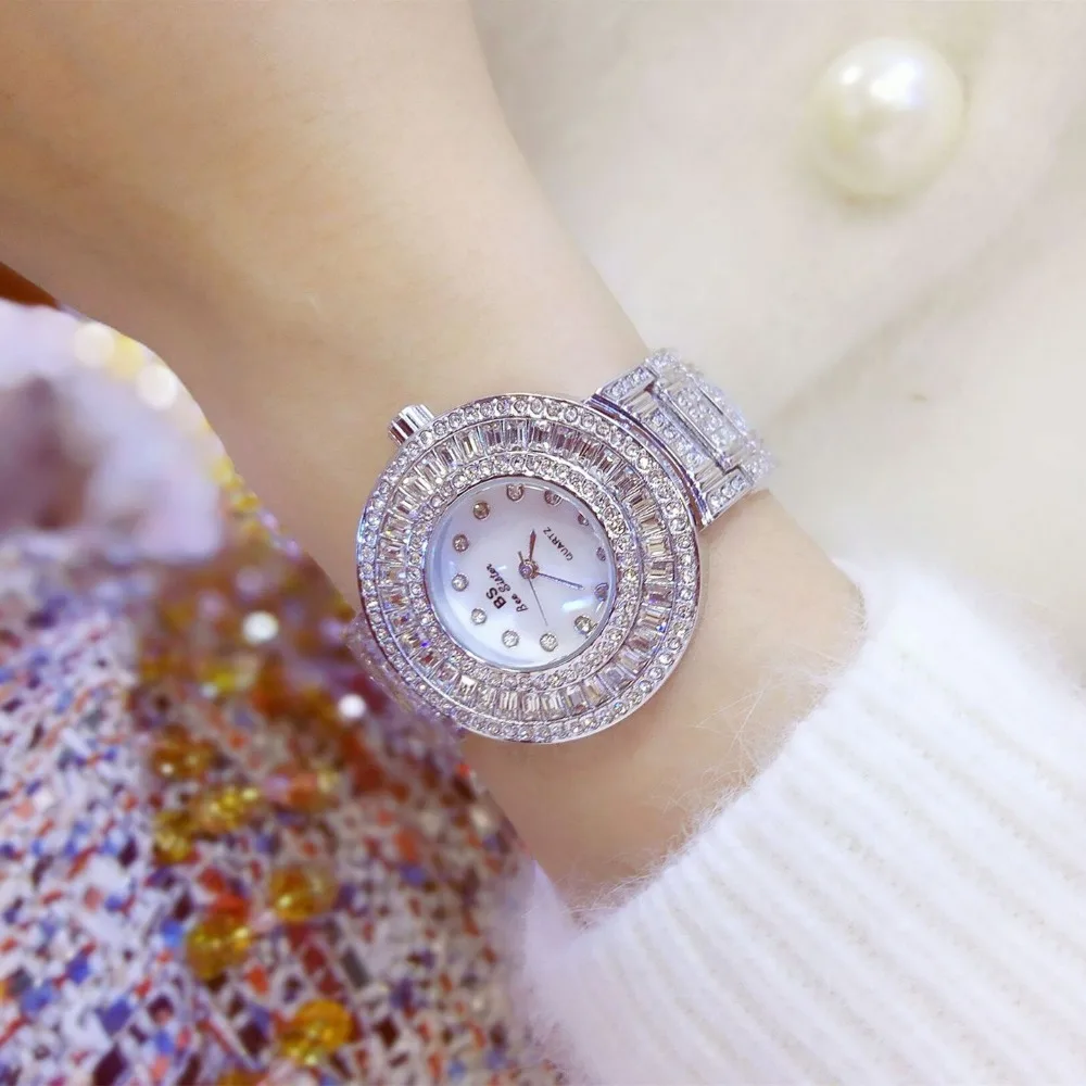 2017 Роскошные брендовые кварцевые часы женские золотые стальные часы-браслет 30 м