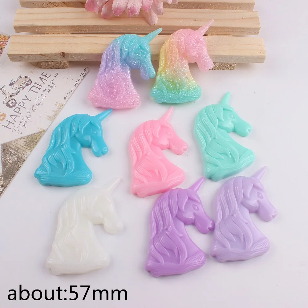 

5pcs/lot flat back resin unicorn colorful resin cabochons accessories