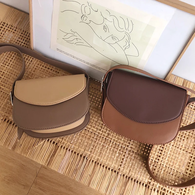 

Bags for women handbag designer Colorblock one shoulder messenger bag fashion wild semi-circle female bag saddle bag