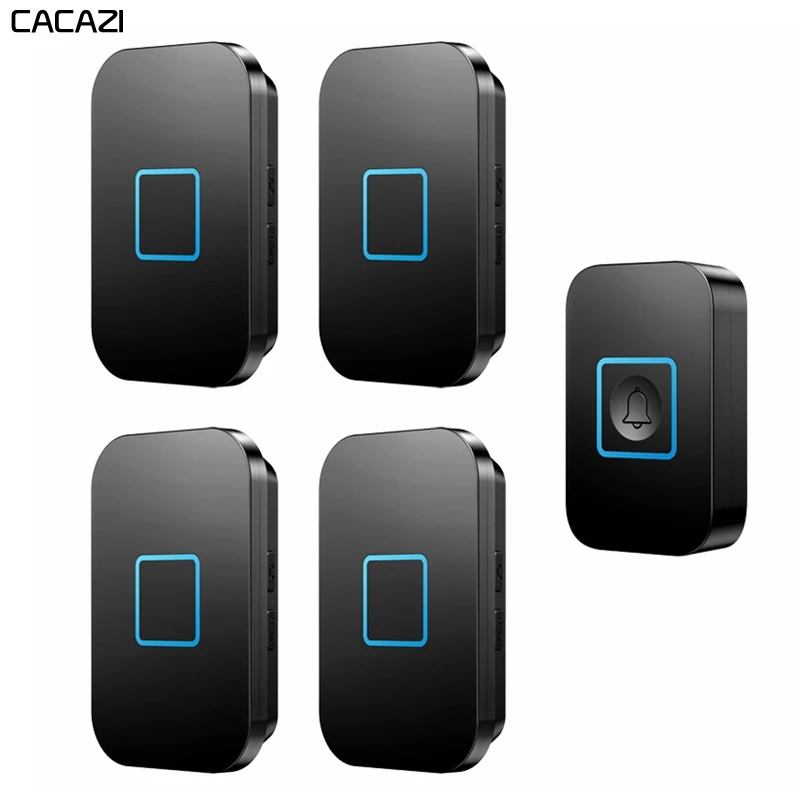 Умный беспроводной дверной звонок водонепроницаемый 1 кнопка 4 приемника 300 м