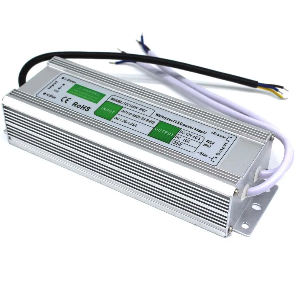 DC12V 10a 120 Вт водонепроницаемый ip67 Светодиодный источник питания от AC100 240V до 12 В