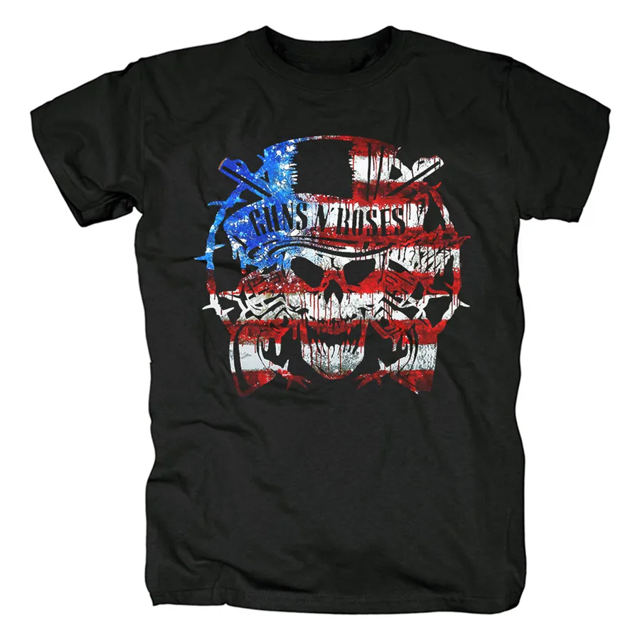 27 designs Streetwear Vintage Guns N' Roses GNR Rock Band Brand shirt 3D skull bone Cross heavy Metal Punk Cotton N | Мужская одежда