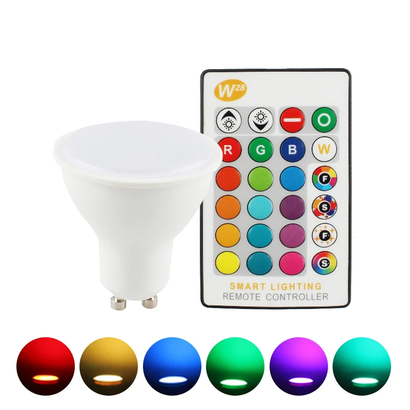 4 шт. E27 GU10 RGB Светодиодная лампа AC85 265V 5 Вт CRI80 + светодиодная точечная с