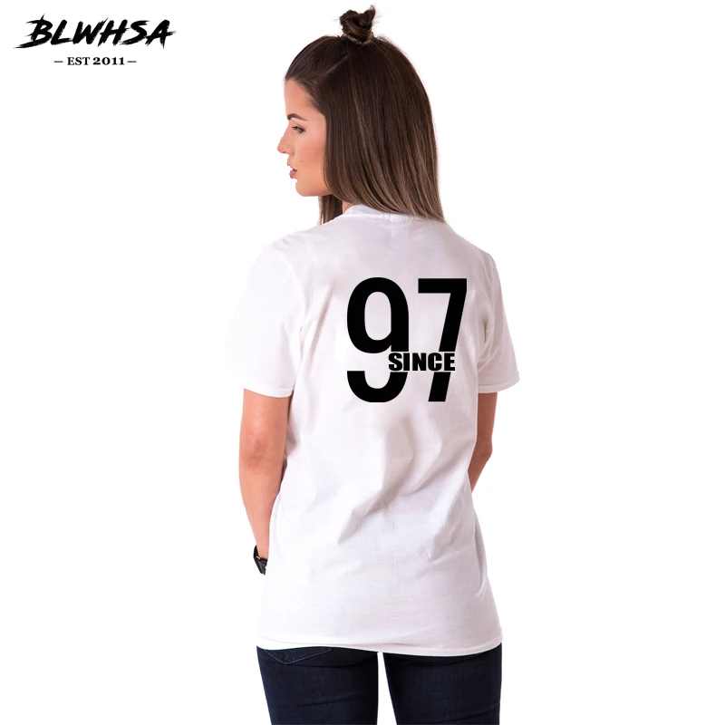 BLWHSA вместе с 1997 футболка для пары женщин 97 принтом женская одежда белые топы