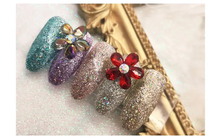 10pcs/lot super big luxury metal Nail art jewelry drop tears Rhinestone flower nails parts decorations Manicure Nail Accessories