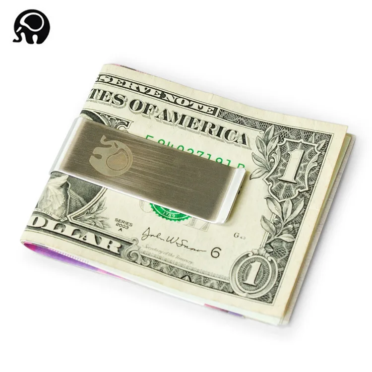 Кошелек из натуральной яловой кожи мужской Слип-кошелек с металлическим зажимом