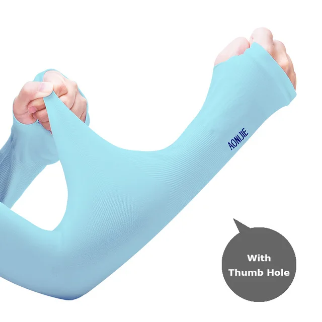 Hole Blue AONIJIE одна пара УФ Защита от солнца охлаждающий рукав крышка руки охладитель грелка для перчаток для бега для гольфа, велоспорта для вождения E4036 - Цвет: Hole Blue