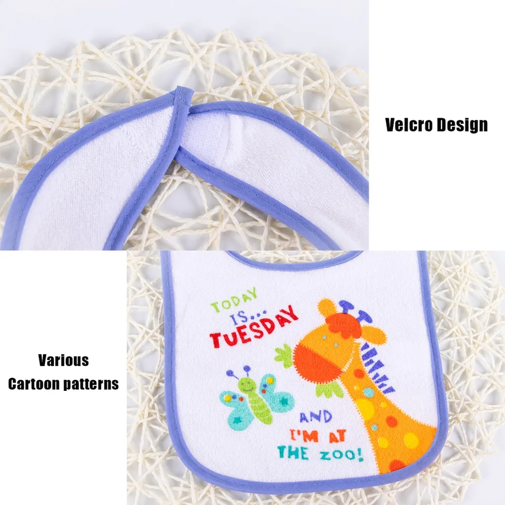 

7 Piece/Lot Baby Bibs Newborn Cotton 2 layers back Waterproof bib Infants Saliva Cartoon Baby Feeding Accessories