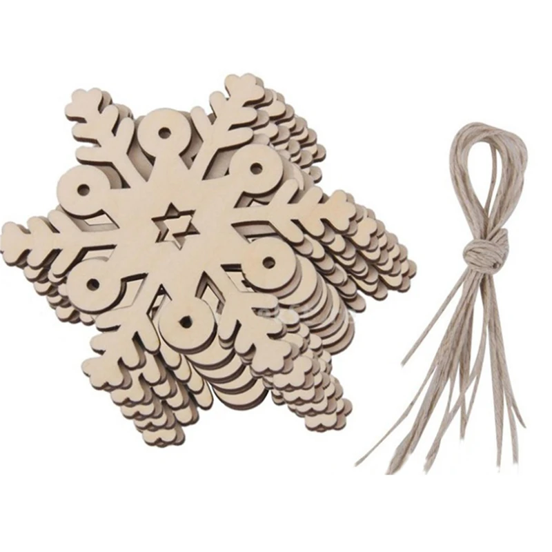 

HAOLIVE 10PCS DIY CreativeComputer Carving Wood Christmas Snowflake Pendant Wooden Christmas Pendant Home Decoration Sample