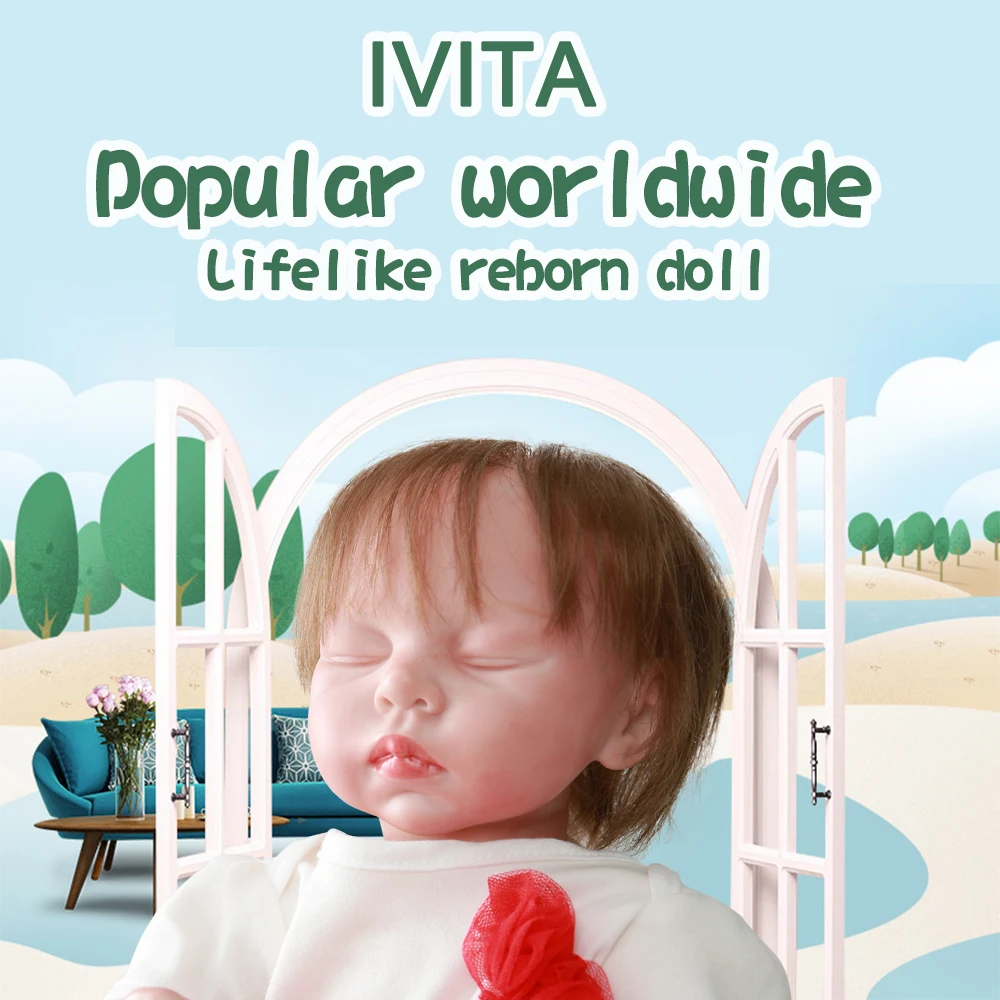 IVITA DS1805 силиконовая кукла-Реборн, Реалистичная Спящая девочка лалки с нарисованными ногтями, золотые волосы, подарок, игрушки для детей