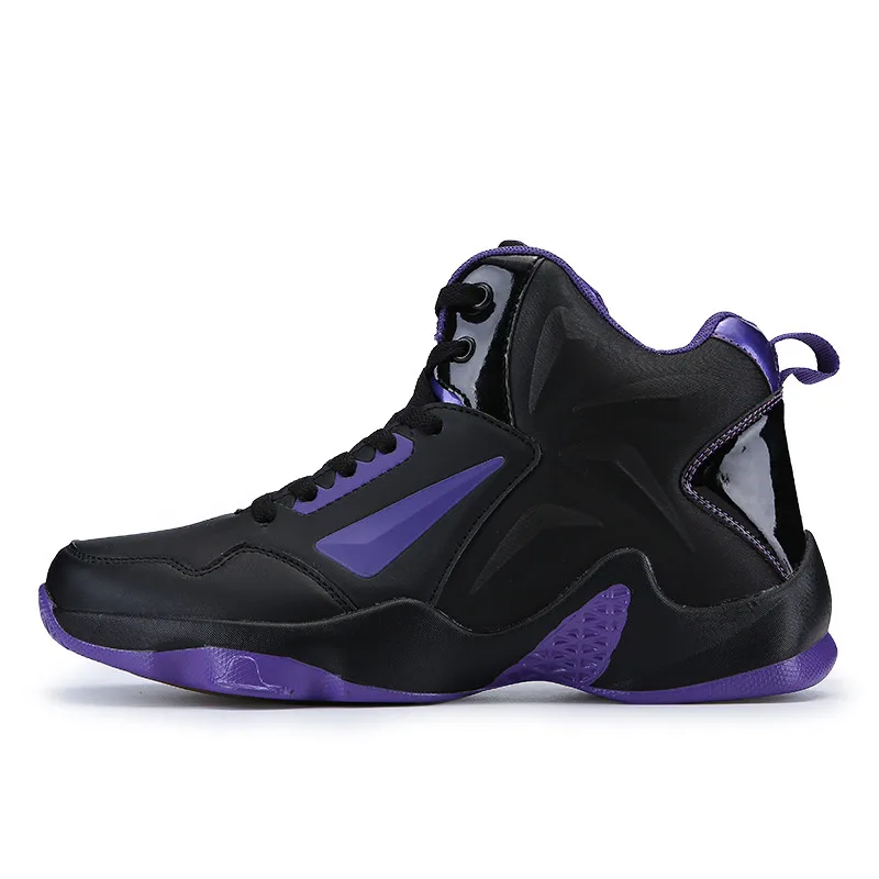 black purple 8711 Мужская Профессиональная Обувь для баскетбола Мужская Уличная баскетбольная культура спортивная обувь высокого качества мужские воздухопроницаемые кроссовки для мужчин - Цвет: black purple 8711