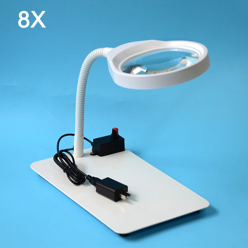

Multifunctional Desktop Magnifier Jewelry Loupe Adjustable Angle Reading Watch Repair Magnifying Glass LED Desk Lamp