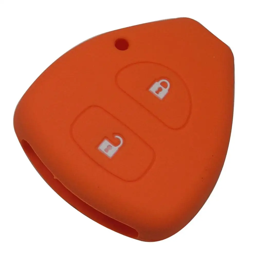 orange 2 кнопки силиконовый чехол для ключей чехол для TOYOTA Corolla Hilux Vitz Rav4 Aqua Camry - Цвет: orange