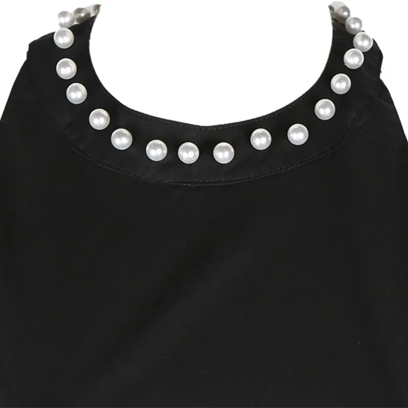 Женское платье с лямкой на шее Johnature однотонное до середины икры жемчужинами